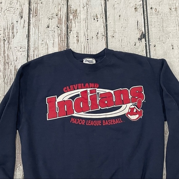 Vintage 90s Cleveland Indians MLB Baseball Sports 1990s Crewneck Sweatshirt - Picture 3 of 5